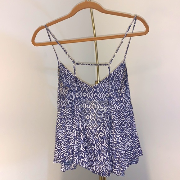 LF Strappy Blue Print Flowy Tank Top S - Picture 2 of 3